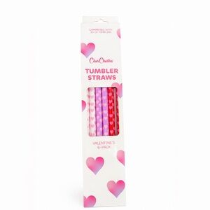 Valentine's Tumbler Straws 6-Pack - Red, Pink, Purple, white 30oz compatible NEW